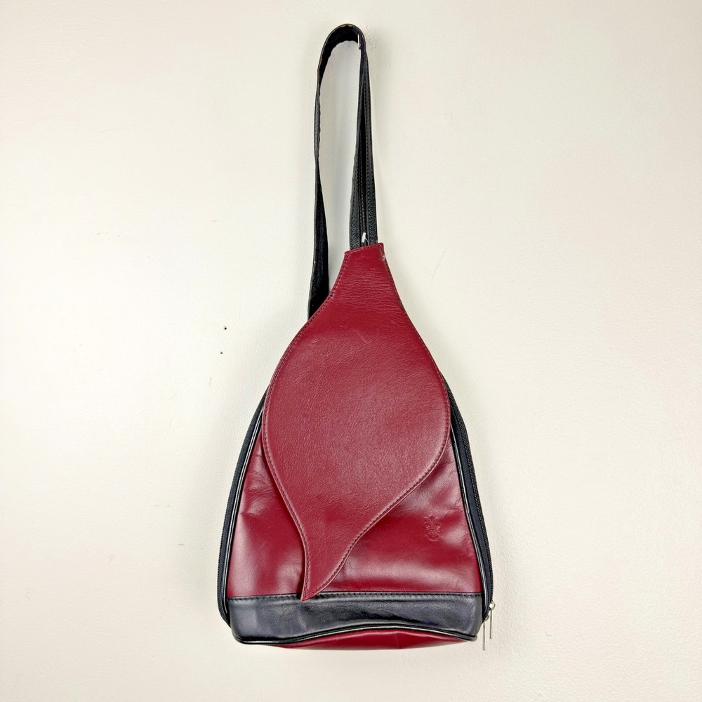 Florence Convertible Sling Backpack Women Maroon Teardrop Borse In Pelle Leather